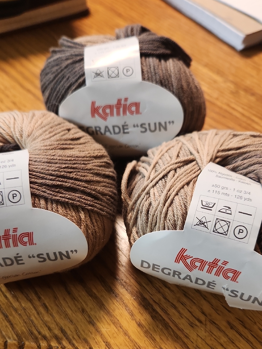Katia Degradé "Sun" Cotton Yarn - Taupe Gradient (3 Balls)